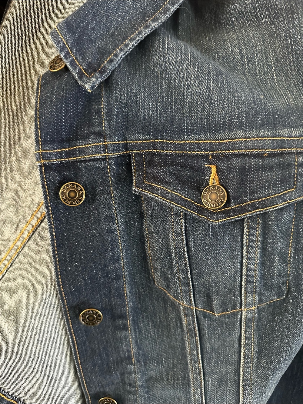 Banana Republic Dark Blue Denim Jean Jacket ** read description ** - Picture 10 of 11